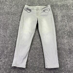 Levis Jeans Womens 12 Gray Classic Crop Straight Stretch Light Wash Denim Logo